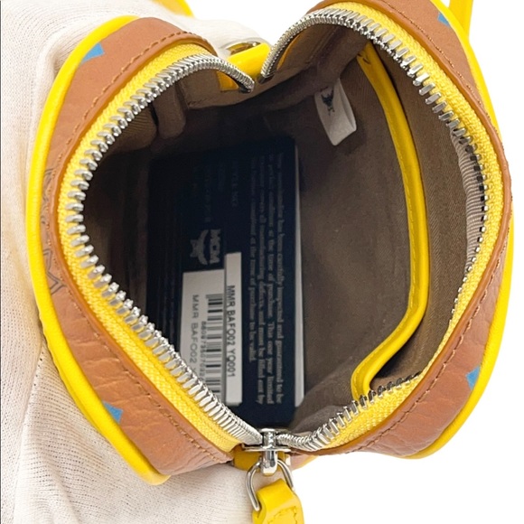 MCM Mini Multifunctional Cognac and Yellow Leather Logo Crossbody Bag - Picture 9 of 13